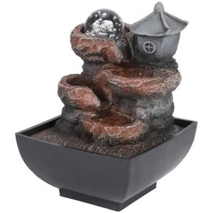 220V Fontaine Fonction De Cascade Int/érieure avec Lumi/ère LED Ornement De D/écoration deau De Table Decoration Interieur pour La Maison Fontaine De Bureau en R/ésine De Style Simple