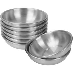 Cabilock Lot de 8 mini coupelles rondes en acier inoxydable pour sauce soja Argenté