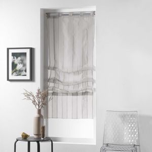 Polyester 180x45 cm Blanc Douceur dInt/érieur Horizon Store Droit a Passants Voile Raye Horizon Bleu