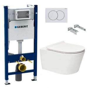 WC - TOILETTES Pack Bati-support Geberit 112cm + WC sans bride SAT Brevis + Abattant ultra-fin