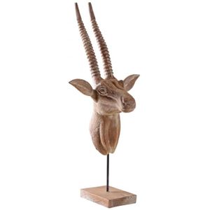 OBJET DÉCORATIF Trophée d'antilope sur socle en bois