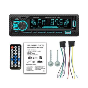AUTORADIO Autoradio 1Din Srereo Bluetooth Lecteur MP3 RéCepteur FM avec TéLéCommande AUX-USB-TF Carte dans Dash Kit