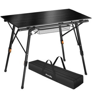 TABLE DE CAMPING TECTAKE Table de camping TINA en aluminium résistante aux intempéries durable et très légère réglable en hauteur - Noir