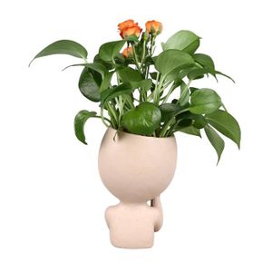 JARDINIÈRE - BAC A FLEUR VGEBY Pot à fleurs avec tête en résine pour plante