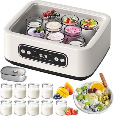 Yaourtière Numérique Automatique Avec 9 Pots En Verre - Capacité 1,6L Pour Yaourts, Natto, Vin De Riz - Programmateur Réglable