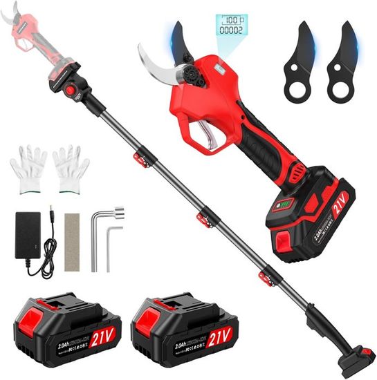 Sécateur électrique Sur Perche Télescopique 2.2m - Coupe Branches 40mm, Compatible Batteries Makita - 5