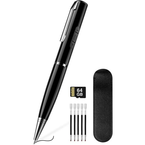 Enregistreur Vocal Numérique 64Go - Dictaphone Stylo Avec Activation Vocale 768 Heures