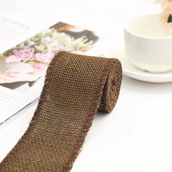 5 Rouleaux Ruban Jute Naturel 10m X 6mm + Ciseaux - Décoration Cadeau, Mariage, DIY, Artisanat