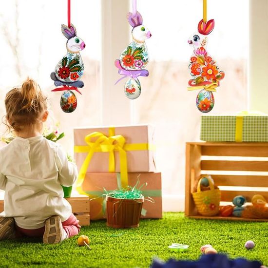 Kit Lapins En Bois à Peindre KWHSUN | 10 Pièces DIY Pâques | Enfants Créatif