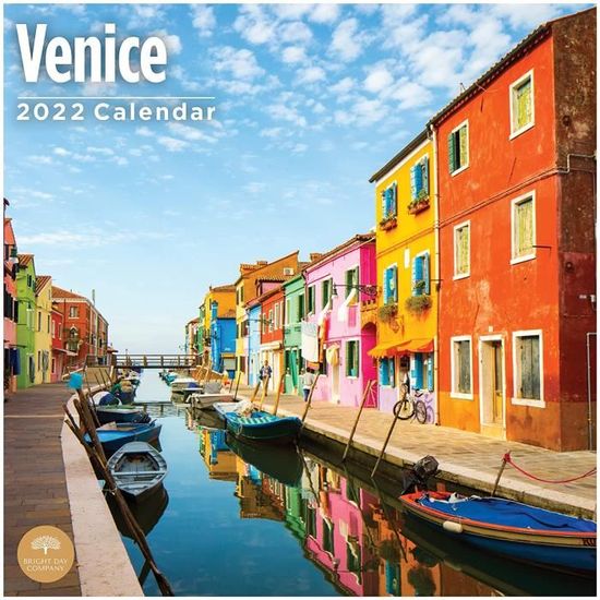 Bright Day Calendrier mural 2022 Venise par Bright Day 30,5 x 30,5 cm Italie Belles Destinations