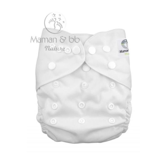 Couche Lavable tout en deux TE2 double goussets blanc MAMAN ET BB NATURE Mixte Cdiscount