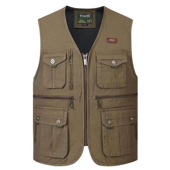 Gilet de pêche à la mouche - Plusieurs poches - En coton