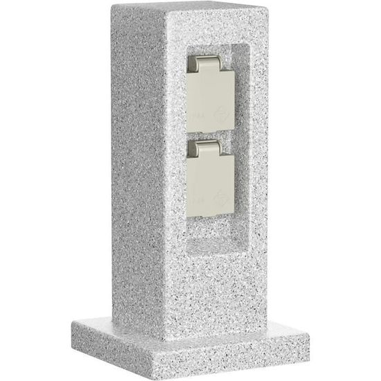 Colonne De Prises Quadruple IP44, Capteur, Prise Jardin, Aspect Granit | Leroy Merlin