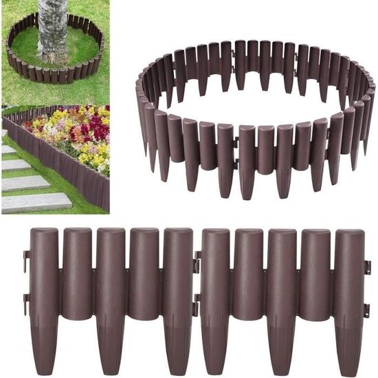 Bordure De Pelouse Rotin Synthétique 40m - Lot De 40 éléments De 1m, Anthracite - Résistante Aux UV, Flexible