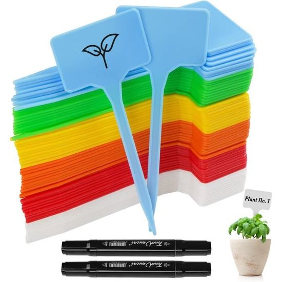 500 Étiquettes Pour Plantes + 2 Stylos - Marqueurs Jardin Résistants PVC - Blanc 10x2cm