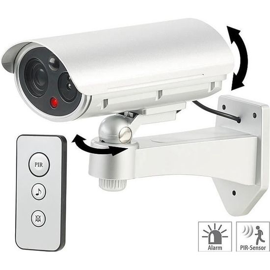 Caméra Surveillance Factice Extérieure Avec LED Clignotante - Détection Solaire - Effet Dissuasif
