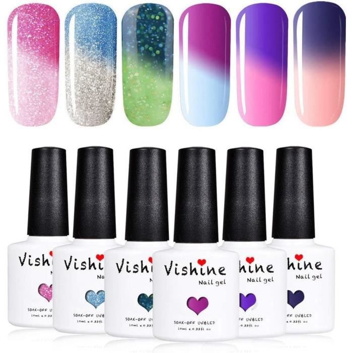 Vishine Semi-Permanent Gel-Nagellack Set – 4 Farben Grün/Blau/Glitzer, 8 Ml, UV/LED Gehärtet