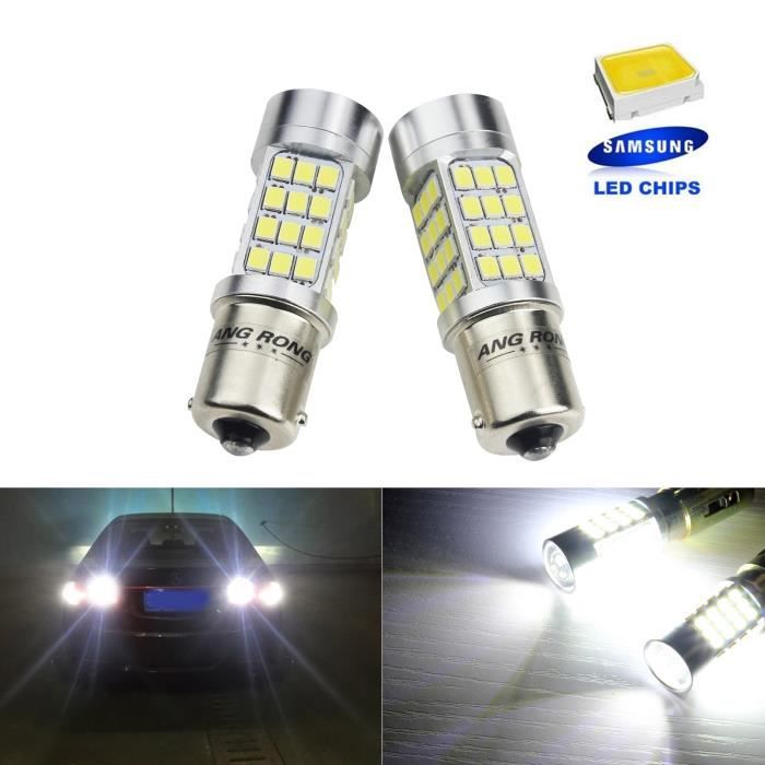 ANGRONG 2x 1156 P21W BA15s LED Ampoules Blanc 6000K 45W Clignotant Feux de Recul Jour DRL