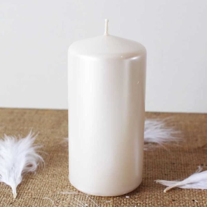 6 Pcs bougie cylindre perle nacrée 12cm, diamètre 6cm déco mariage, fêtes, anniversaire, noël, maison, baptème