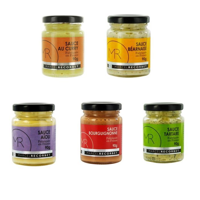 Lot 5x90g - Sauce fabriquée en France - MR - Curry, béarnaise, tartare, aïoli, bourguignonne