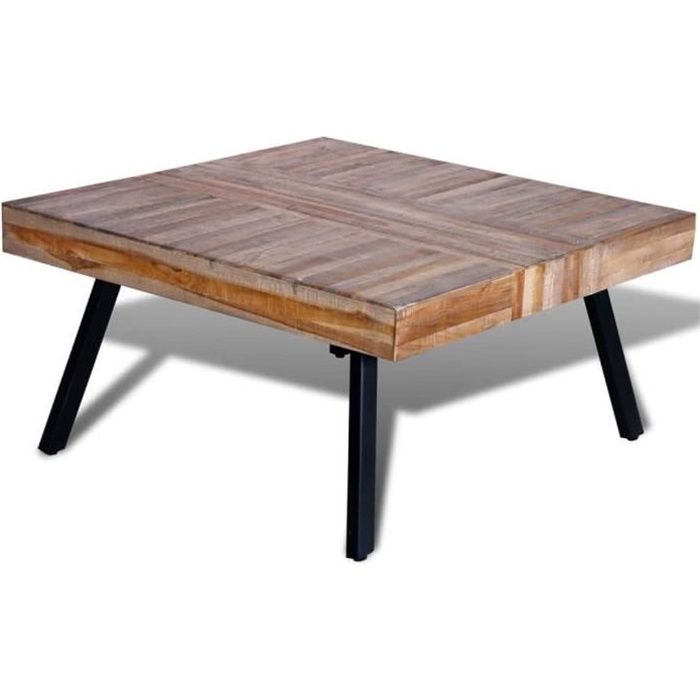 Table basse - TABLE DE SALON carrée Bois de teck d Table basse carrée Bois de teck de récupération #1074