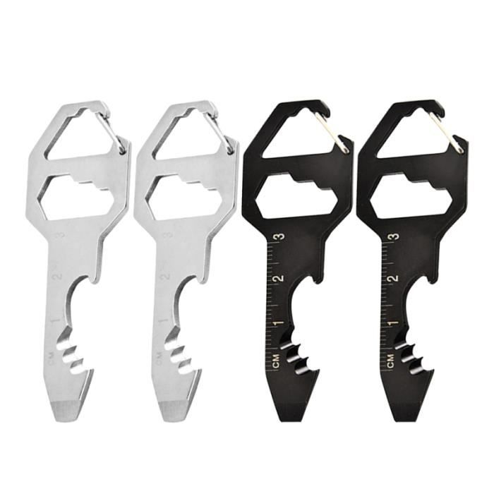 4 pièces ouvre-bouteille pratique Durable Portable en acier inoxydable suspendu porte-clés CORKSCREW - CAPSULEER - LIMONADIER