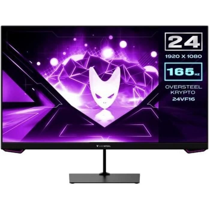 Oversteel Krypto Moniteur PC Gaming 24'' Ecran plat FullHD (1920x1080, LED, VA, 169, 1ms, 165 Hz, HDMI, Display Port), Noir