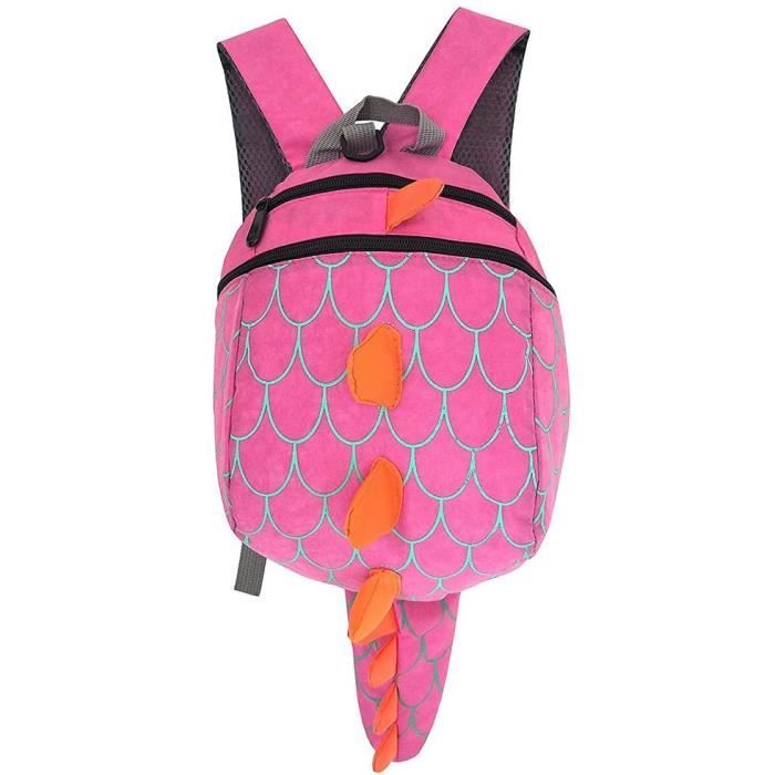 Harnais de Sécurité pour Enfants Sacs à Dos pour Fille Garçons pour Bébés Pack Anti-perdus Sacs pour Dinosaures, Rose