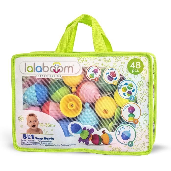 Lalaboom – Jouet d’Eveil Educatif – Set Perles et Accessoires à Assembler Premier âge - Jeu de Construction Formes et Couleurs Evolu