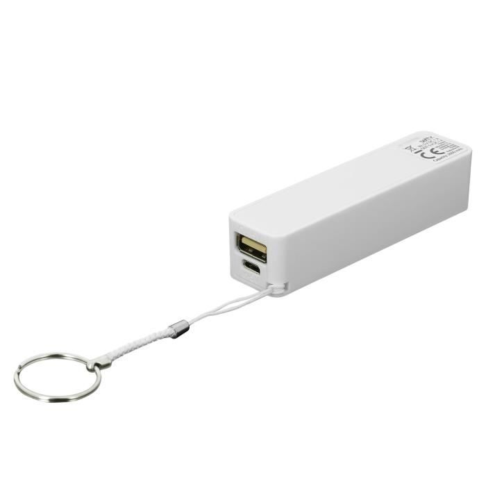 Batterie de secours Chargeur Externe USB 2600 mAh Compacte Légère - Blanc