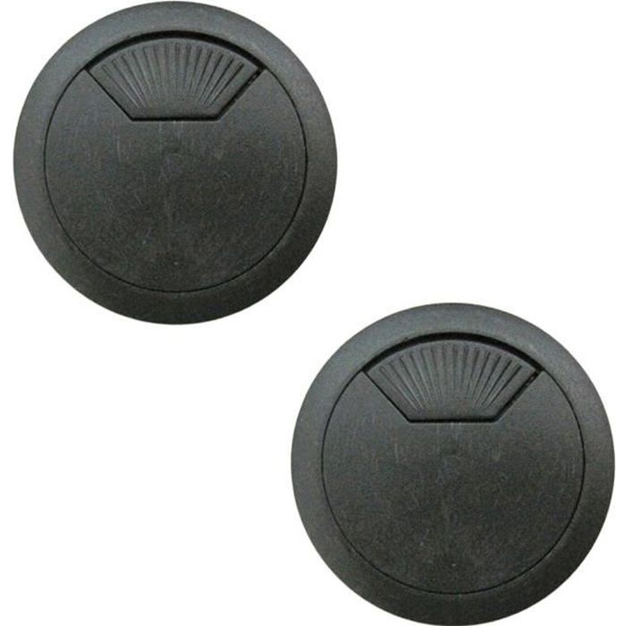 6 Pcs Cache-Trou de Câbles Passe-Câbles Rond Encastrable Noir pour Bureau Table Rangement de Câbles 50mm