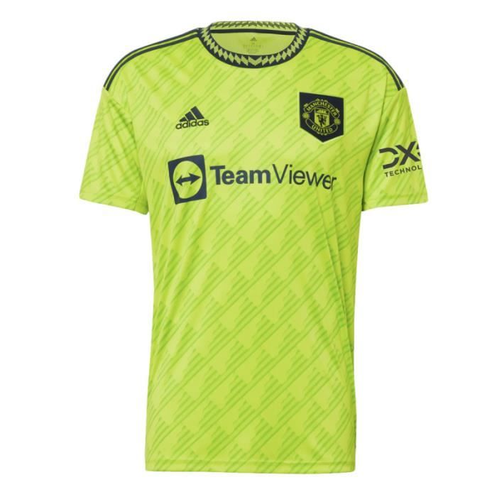 Maillot adidas Originals 3EME MANCHESTER UNITED 22/23 - Réf. HE2981 . Couleur : Vert fluo. Détails. - Col rond côtelé. - Coupe