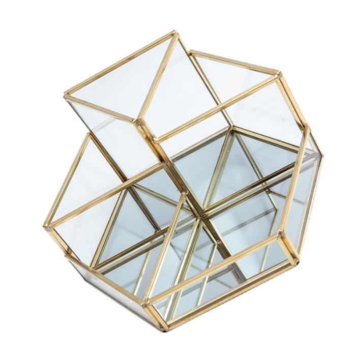 1Pc Metal Glass Desktop Cosmetic Storage Box Desk Makeup Nail Art Tool papiers matifiants maquillage maquillage visage - corps