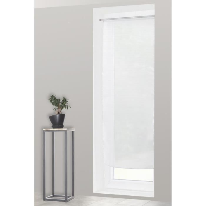 Voilage Vitrage 70 x 190 cm Rayures Horizontales Blanc