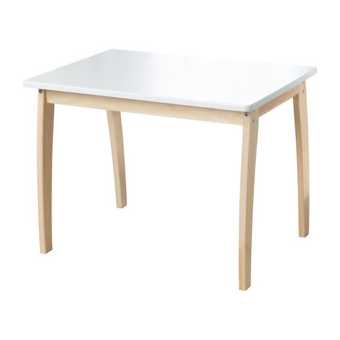 ROBA Table pour enfant en bois massif - Plateau MDF laqué blanc - HxLxP : 56 x 76 x 52 cm - Meuble bébé