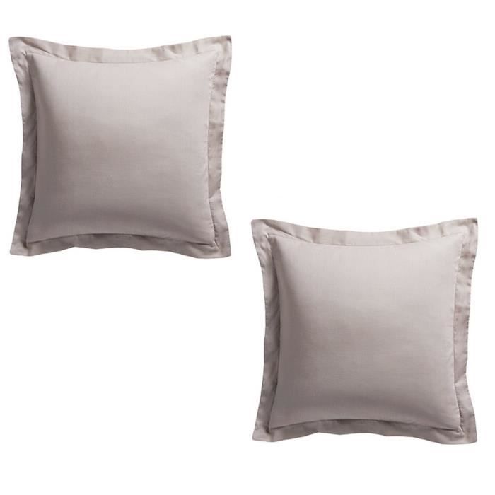 Lot de 2 Taies d'Oreiller Coton Mastic 75 x 75 cm