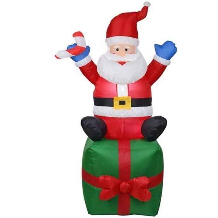HG37173-Gonflable Père Noël extérieur Ornement de Noël Nouvel an fête Home Shop Cour Décoration de Jardin EU Plug