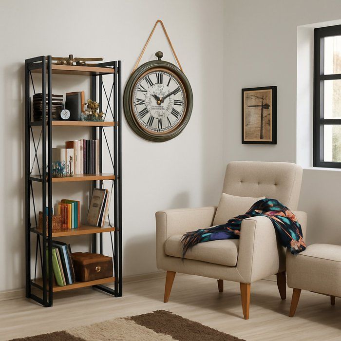 Dmora - Bibliothèque Demetria 60 x 35 x h 180 cm chêne noir Panneau effet bois et Métal Dmora - Bibliothèque Demetria 60 x 35 x h 180 cm chêne noir Panneau effet bois et Métal