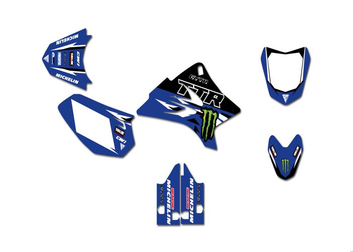 Kit Autocollants Déco Motocross PW 50 - Graphisme Bleu/noir - Compatible Modèles 1996 à Aujourd'hui - Fabriqué En France - 7