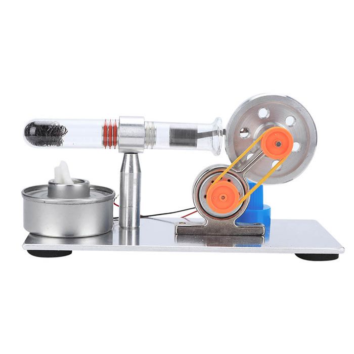 Moteur Stirling à Vapeur – Modèle Physique Avec LED, Structure Inox, Prêt à L'emploi – Cadeau éducatif
