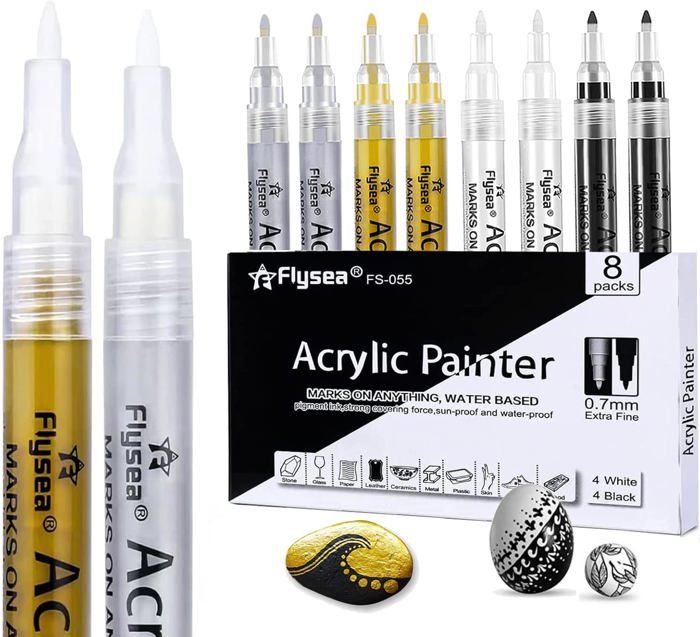 36 Marqueurs Acrylique Extra-Fins 0.7mm - Tons Terre - Pour Pierre, Verre, Bois, Tissu