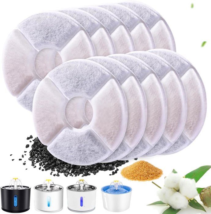 Comparer les prix de Lot de 10 Filtres de Fontaine à Eau pour Chat et Chien avec Charbon Actif