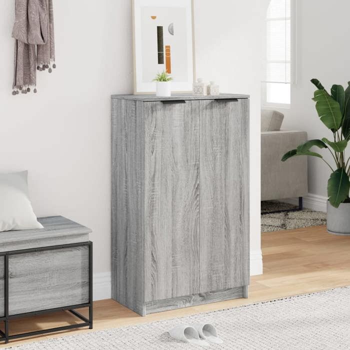 Bon plan Meuble à chaussures - Armoire de couloir/Meuble de Rangement - JILI HOT - Sonoma gris 59x35x100cm - Bois dingénierie