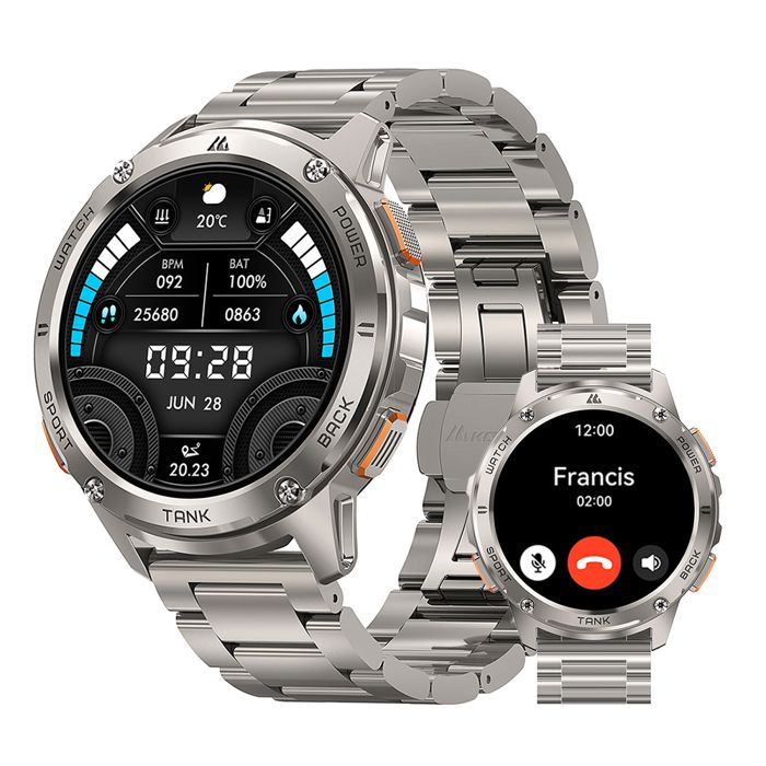 Montre connecté Homme KOSPET T3 Montre Sport 50m Etanche 60+ jours Répondre/appeler Sommeil Tracker dActivit - Argent - 2 Bandes