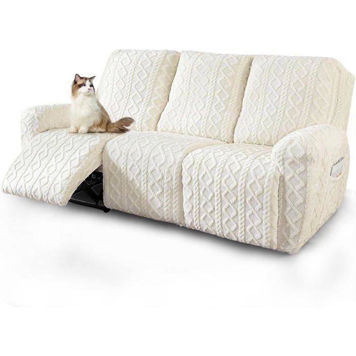 Extensible Housse Fauteuil Relax housse de fauteuil jacquard complète pour housse de fauteuil 3 places Beige