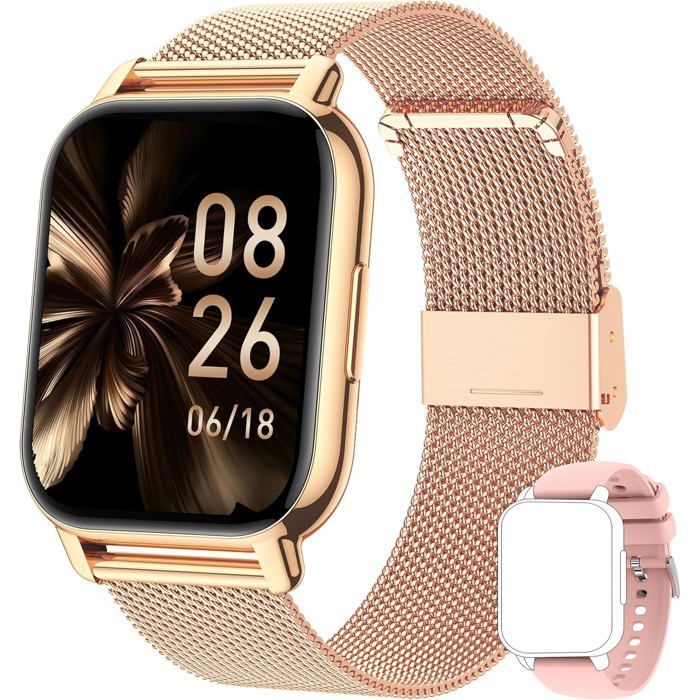Montre Connectée Militaire Homme Femme - Appel Bluetooth, 110 Sports, Cardio, Sommeil, IP68 Noir