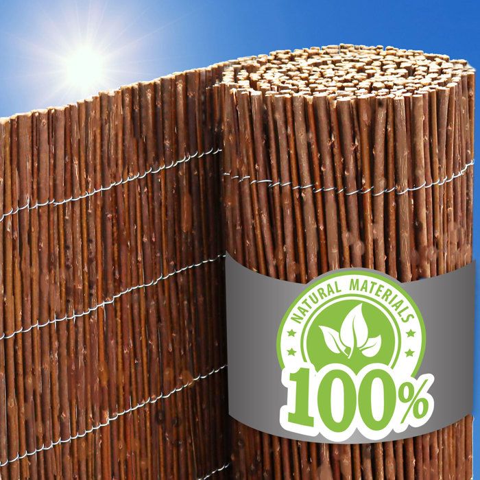 90x600cm Brise-Vue Canisse Osier Naturel - Clôture Jardin Pare-Soleil Balcon Bois