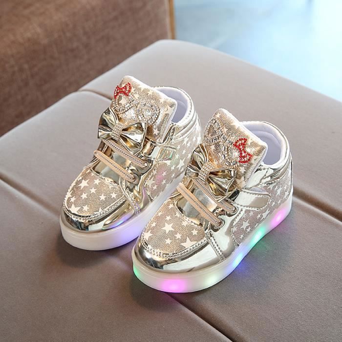Baskets LED pour enfants filles chaussures de princesse lumineuses