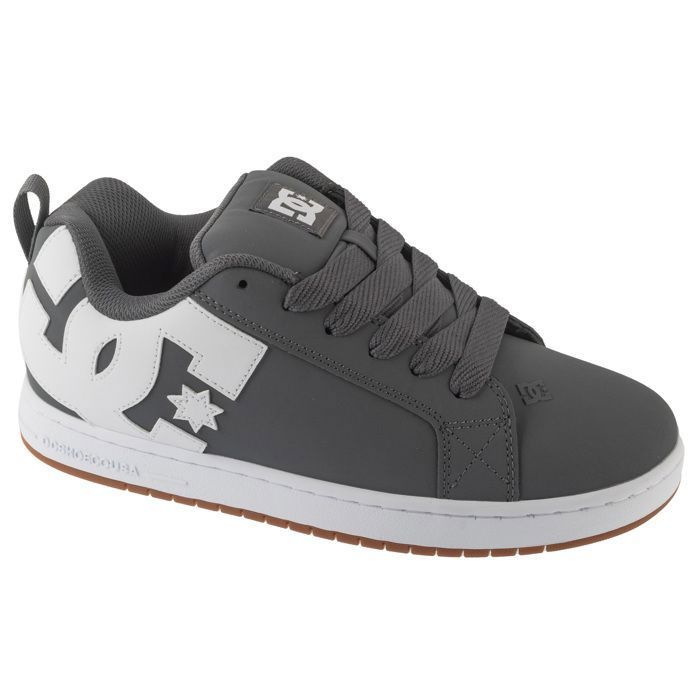 DC DC Shoes Court Graffik – Baskets homme cuir gris lacets excellent amorti pour skate