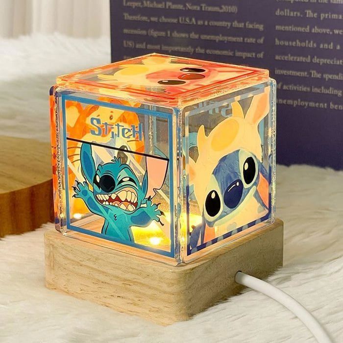 DIY Veilleuse Stitch 5cm Lampe de chevet 3D Stitch Accessoire Enfant Veilleuse Stitch pour la Décoration des Chambres denfants